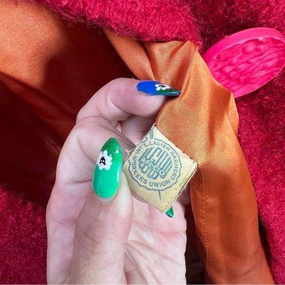 VTG Red Hockanum Fabrics Boucle Wool Coat See Measurements in Listing - Picture 11 of 13